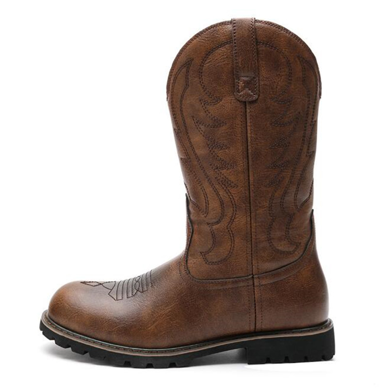 Vintage Fashion Plus Size - แฟชั่น Designer Goth ผู้ชายรองเท้าคาวบอย SLIP-ON เย็บปักถักร้อยกระบวนการ