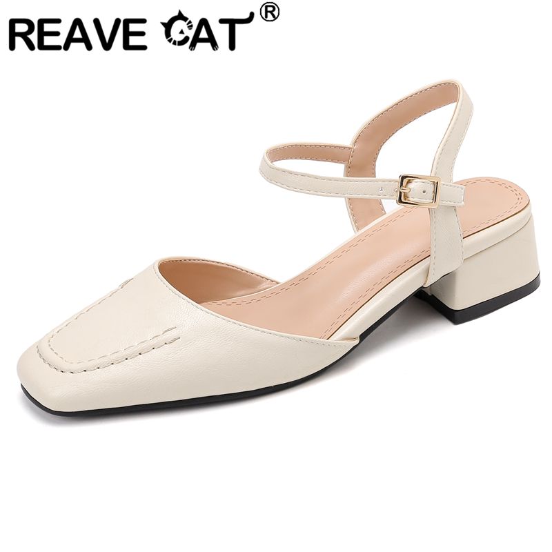 Vintage Fashion Plus Size - รองเท้าแตะผู้หญิง REAVE CAT 2025 หัวเหลี่ยม ส้นหนา