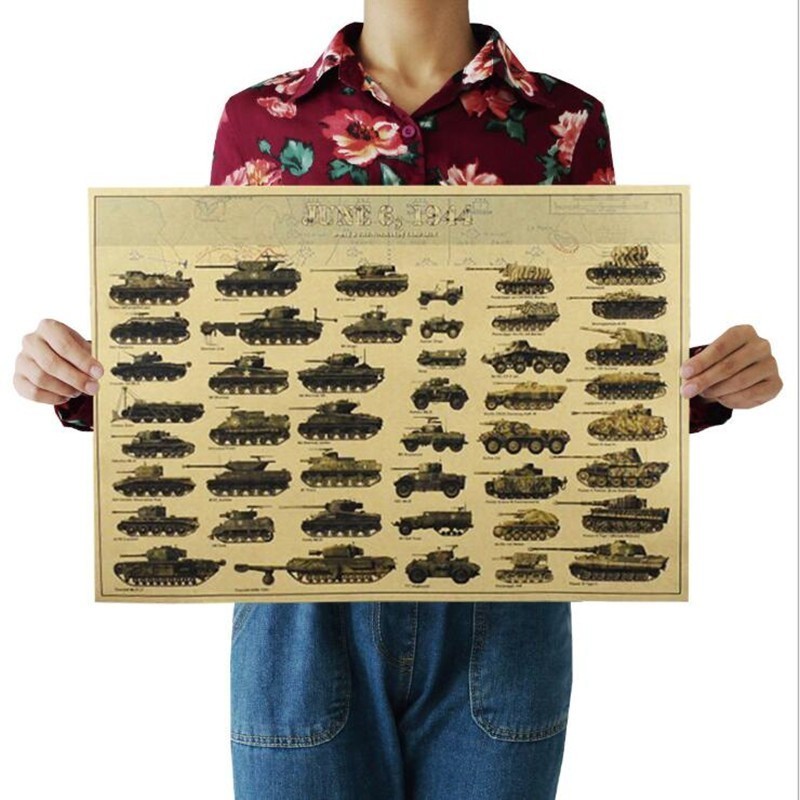 Vintage Fashion Wallpaper - 51X35ซม.Vintage World War II ถังโปสเตอร์ Cafe