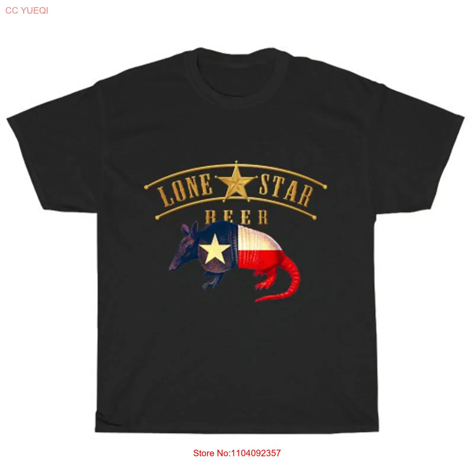 Vintage Fashion Logo - โลโก้เบียร์ Lone Star เสื้อยืดผู้ชายสไตล์อเมริกัน ตลกขบขัน ไซส์