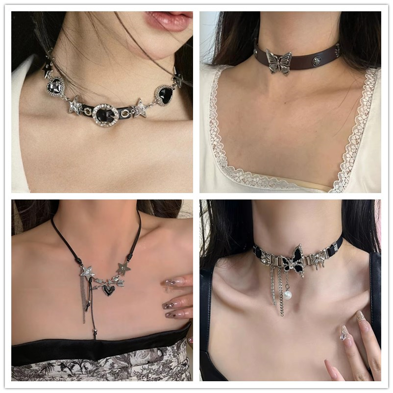 Vintage Fashion Stuff - Y2K Vintage Butterfly Cross Heart Starสร้อยคอสําหรับหญิงชายPunk