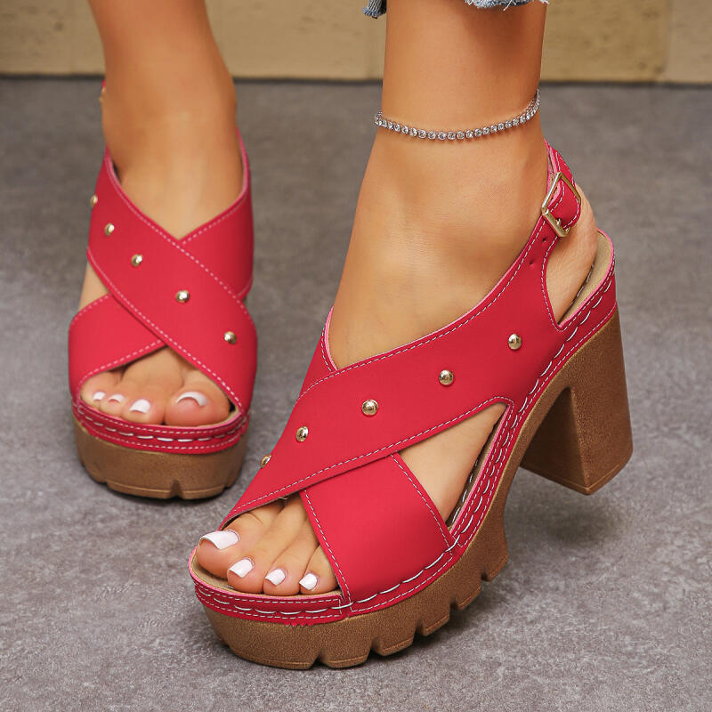 Vintage Old Fashion - รองเท้าส้นสูงแบบวินเทจ สายไขว้ สไตล์กลาดิเอเตอร์ สำหรับผู้หญิง ฤดูร้อน 2026