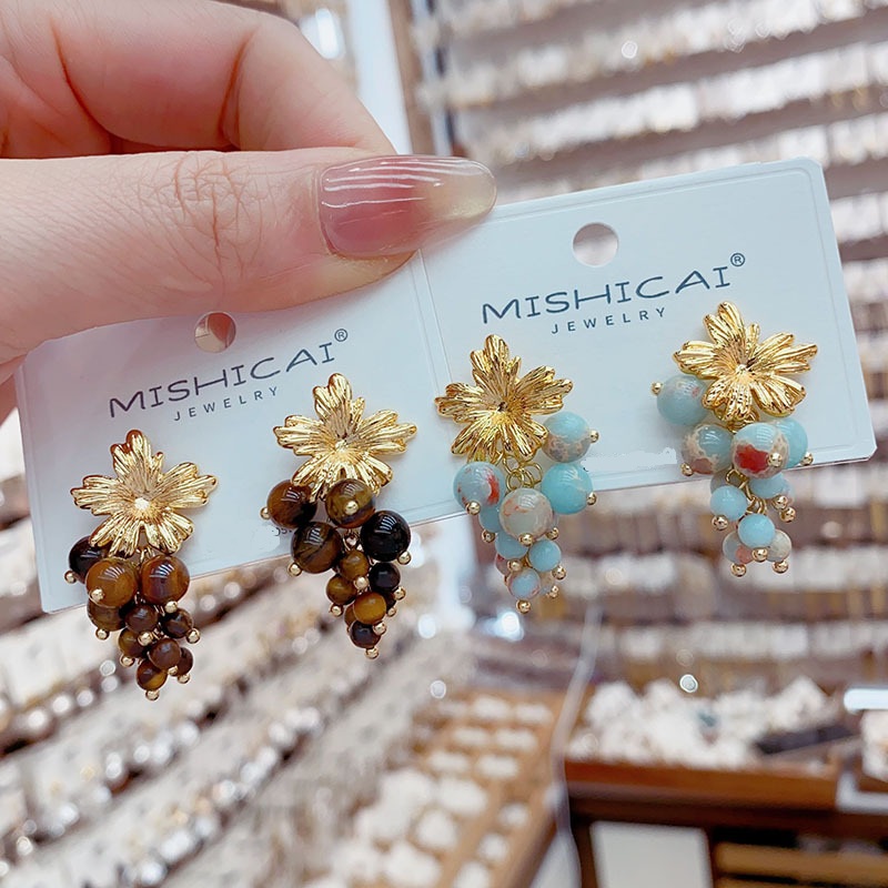 ต่างหูทรงพวงองุ่นสีเทอร์ควอยซ์ - Vintage Fashion Influencer บทวิจารณ์และราคา