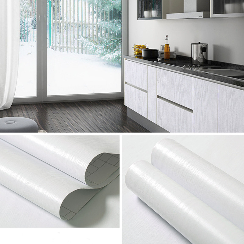 Pure White Wood Grain Self กาว - Vintage Fashion Wallpaper บทวิจารณ์และราคา
