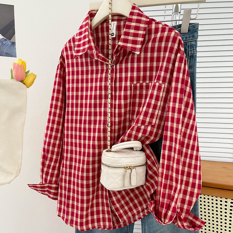 เสื้อเชิ้ตลายสก๊อตสไตล์เกาหลีส - Vintage Old Fashion บทวิจารณ์และราคา