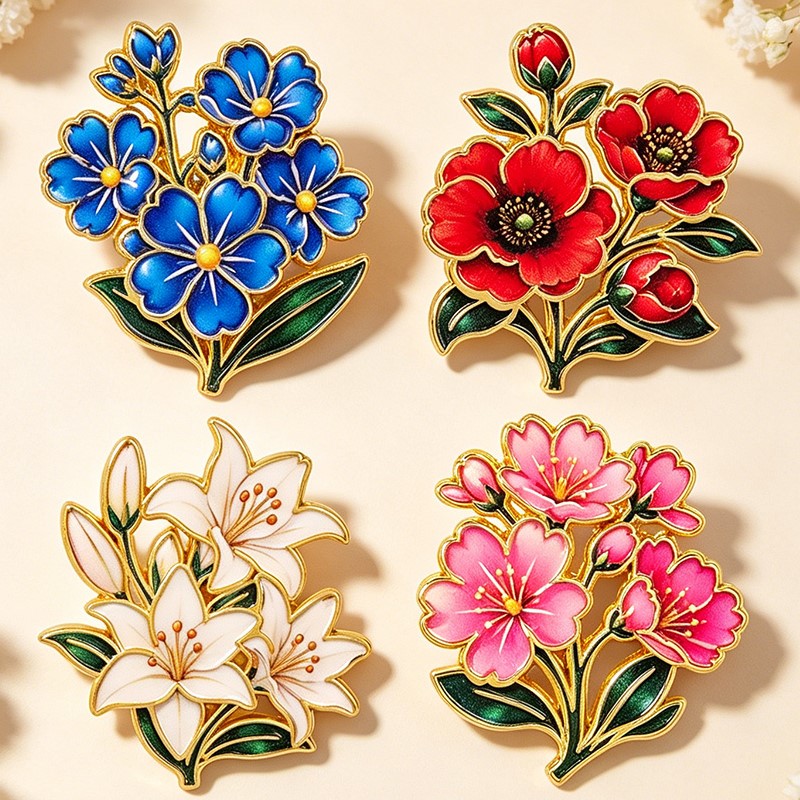 เข็มกลัดเคลือบสีสันสดใสลายดอกไ - Vintage Fashion Stores บทวิจารณ์และราคา