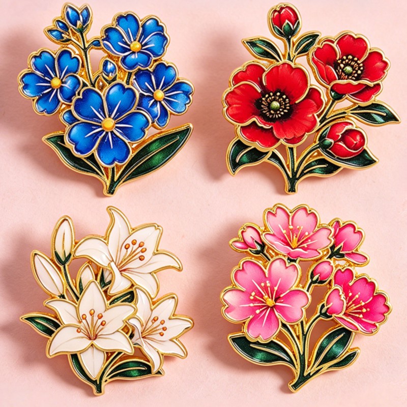 เข็มกลัดเคลือบสีสันสดใสลายดอกไ - Vintage Fashion Stores บทวิจารณ์และราคา
