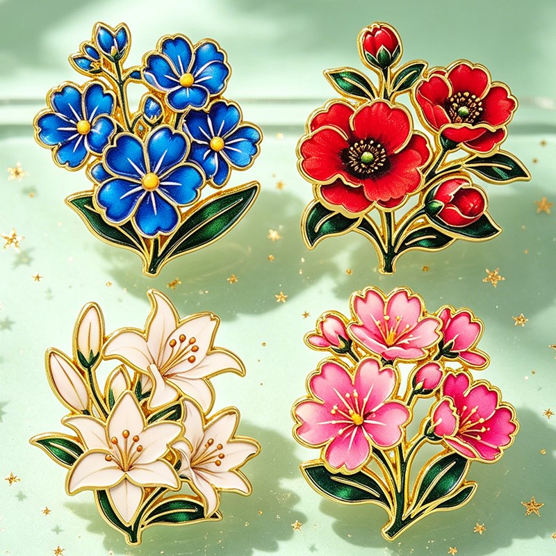 เข็มกลัดเคลือบสีสันสดใสลายดอกไ - Vintage Fashion Stores บทวิจารณ์และราคา