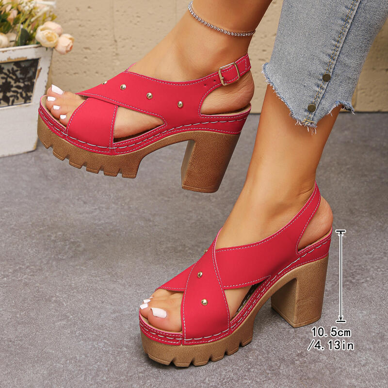 รองเท้าส้นสูงแบบวินเทจ สายไขว้ - Vintage Old Fashion บทวิจารณ์และราคา
