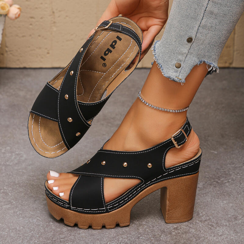 รองเท้าส้นสูงแบบวินเทจ สายไขว้ - Vintage Old Fashion บทวิจารณ์และราคา